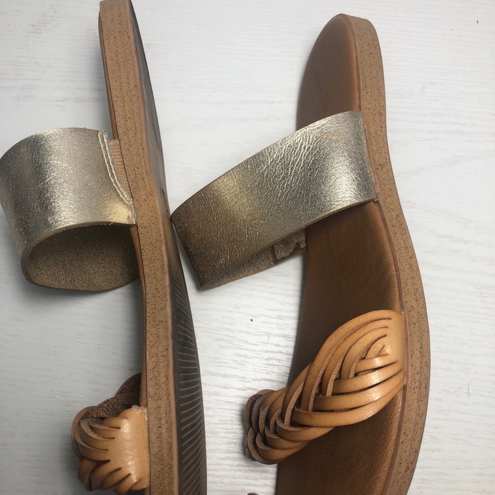 Universal Thread Metallic Slide Sandals with Tan Braided Toe women’s size 7 - Picture 3 of 6